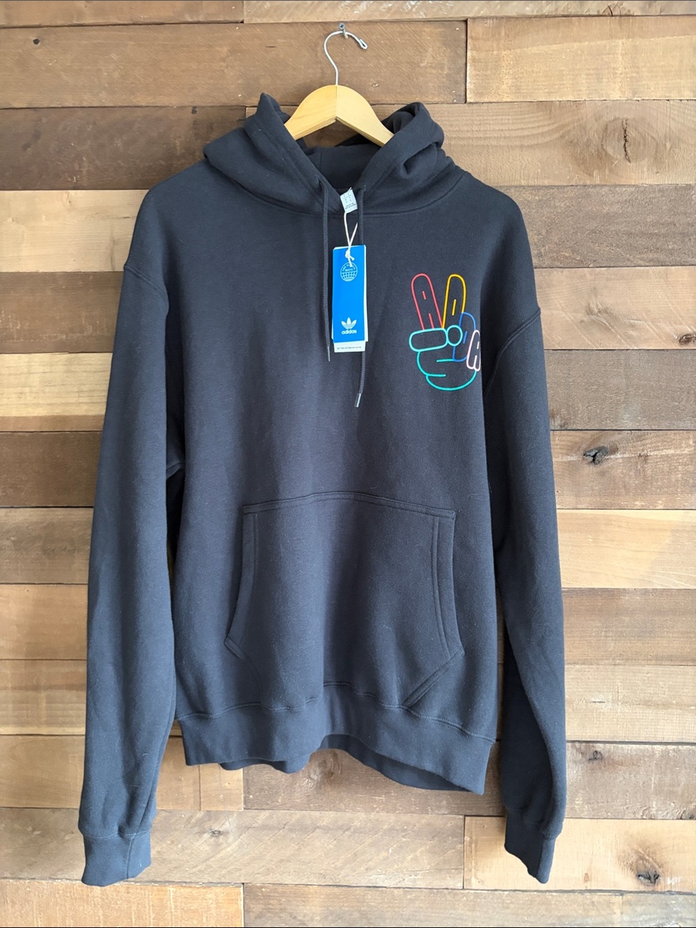adidas OG Peace Sign Mens Black Hoodie